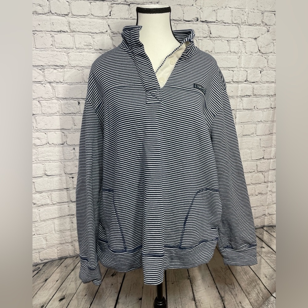 State of Mine Womens Sweatshirt Size XL Blue White Striped Long Sleeve Missouri